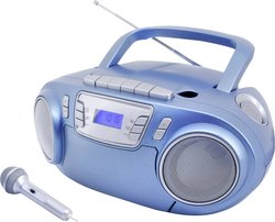 Radioodtwarzacz CD z mikrofonem zewnętrznym, złączem USB i efektem świetlnym Radio-CD soundmaster SCD5800BL UKW zawiera mikrofon niebieski
