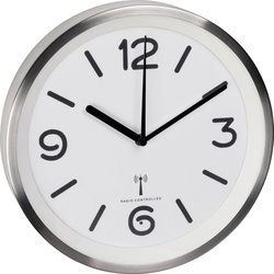 TFA Dostmann 60.3535.02 Sterowany radiowo Zegar ścienny 253 mm x 42 mm aluminiowy (szczotkowany)