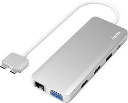 Stacja dokująca do laptopa USB-C® Hama Stacja dokująca do laptopa USB-C® 00200133 Odpowiedni dla marki: Apple MacBook z funkcją ładowania, zasilanie USB-C®