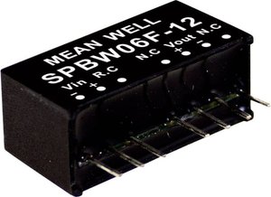 Seria modułów przetwornic MEANWELLL DC/DC SPBW06 SIP8/SIL8 Obudowa Pojedyncze wyjście Stosunek napięcia wejściowego: 4:1 Moc: 6W regulowana Moduł przetwornicy DC/DC Mean Well SPBW06G-15 SPBW06G-15, 6 W, 400 mA, 1 szt.