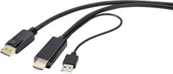 Kabel konwerter Renkforce HDMI / DisplayPort [1x złącze męskie HDMI - 1x złącze męskie DisplayPort] 1,00 m, 4K, czarny, pozłacane styki Przejściówka DisplayPort, HDMI Renkforce RF-4600634, DisplayPort 1.2, 1.00 m