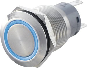Przełącznik wciskany, wandaloodporny zatrzask TRU COMPONENTS LAS1-AGQ-11ZE, BL, 1 x wł/wł, IP67, 1 szt.