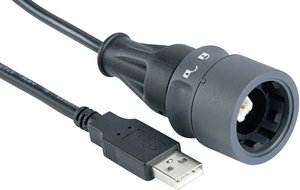 Kabel USB z obustronną blokadą Bulgin PXP6040/B/2M00, 1 szt.
