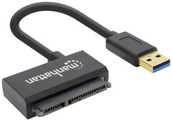 Przejściówka, adapter USB, SATA Manhattan 130424, [1x złącze męskie USB-A 3.2 (USB 3.0) - 1x złącze męskie SATA 15+7-pin]