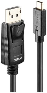 Lindy 43305 Adapter kabla wideo 5 m USB Type-C DisplayPort Czarny Kabel LINDY 43305, 5.00 m