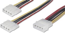 Kabel Y Digitus AK-430400-002-M [1x złącze męskie IDE 4-pin - 2x złącze żeńskie IDE 4-pin] 0.20 m