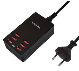 LogiLink PA0139 Ładowarka USB 32 W gniazdo Maksymalne natężenie wyjściowe 6400 mA Ilość wyjść: 6 x USB Auto-Detect