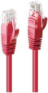 Kabel LAN LINDY 48037, 1 szt., RJ45, CAT 6, U/UTP, 10.00 m, czerwony