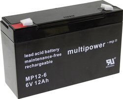 Akumulator ołowiowy multipower PB-6-12-6,35 MP12-6, AGM, 6 V, 12 Ah