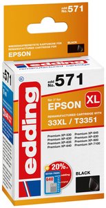 Edding Tusz Zamiennik Epson 33XL, T3351 Czarny  atrament Edding EDD-571 18-571, 1 szt.