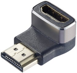 SpeaKa Professional SP-11306836 HDMI Przejściówka, adapter [1x złącze męskie HDMI - 1x złącze żeńskie HDMI] czarny, srebrny UHD 8K @ 60 Hz, UHD 4K @ 120 Hz wygięty w dół o 90°