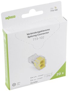 Złącze do puszki podtynkowej WAGO 773-102, PIN: 2, 400 V, 24 A, 20 szt.
