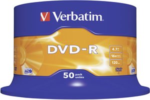 Płyty Verbatim DVD-R 4,7 GB 16x 50szt. opakowanie zbiorcze Spindle, odporne na zarysowania DVD-R Verbatim 43548 50 szt.