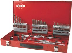 Zestaw narzędzi do cięcia gwintów HSS w kasetce przemysłowej - 44-częściowy Komplet gwintowników maszynowych RUKO  245030 1 zest.