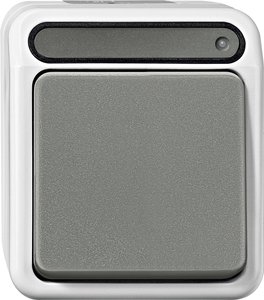 Wyłącznik, Przełącznik schodowy, Przełącznik z kontrolką Komplet Schneider Electric AQUASTAR MEG3106-8029, szary błyszczący