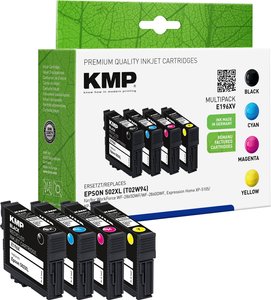 KMP Tusz Zamiennik Epson 502XL, T02W6, T02W1, T02W2, T02W3, T02W4 Czarny, Cyjan, Magenta, Żółty  atrament KMP E196XV 1646,4005, 1 zest.