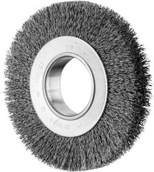 PFERD Szczotka okrągła POS szeroka, niezwiązana, RBU 150 150 x 25 mm, zmienny otwór, drut stalowy Ø 0,30 do szlifierki stołowej 1 43701209 1 szt.