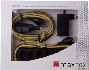 Max Hauri AG 125377 zasilanie przedłużacz   złoty, czarny 3.00 m