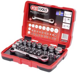 1/4", + 11 mm nasadka przelotowa i zestaw bitów, 31 szt. Zestaw kluczy nasadowych KS Tools 918.3050 918.3050