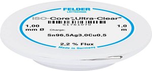 Cyna lutownicza Felder Löttechnik ISO-Core ''Ultra Clear'' SAC305 szpula Sn96,5Ag3Cu0,5   1 mm