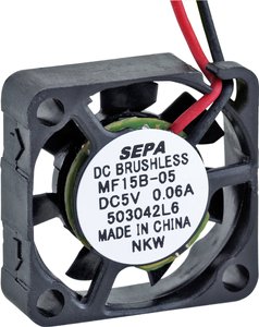 Wentylator osiowy SEPA MF15B05, 5 V/DC, 0.7 m³/h, (D x S x W) 15 x 15 x 4.5 mm