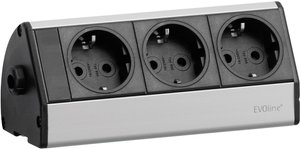 Listwa zasilająca EVOline EVOLINE®DOCK DESK 3fach 93000403, Złącze bezpieczne, Ilość gniazdek: 3