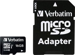 Karta pamięci microSDHC Verbatim MICRO SDHC 16GB CL 10 ADAP, 16 GB, Class 10