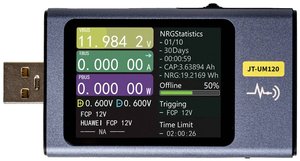 Multimetr USB z interfejsem PC, wyświetlacz IPS 5,08 cm (2''), USB-A, USB-C, Micro-USB Multimetr USB Joy-it JT-UM120 1 szt.