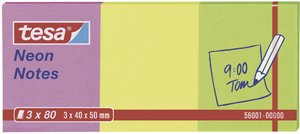 Karteczki samoprzylepne, 3-kolorowe TESA 56001-00-00, 40 x 50 mm