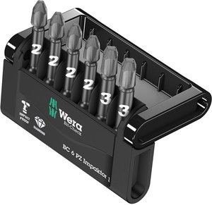 Bity Wera Mini-Check Impaktor 3 05057692001, krzyżakowy Pozidriv, stal narzędziowa, 6 szt.