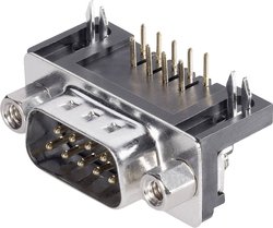 Listwa męska D-Sub TRU COMPONENTS 1579068, rzędy: 2, styki: 9, 90 °, 1 szt.