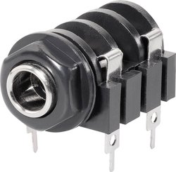 Złącze męskie jack 6,35 mm TRU COMPONENTS 1578875, niklowany, złącze żeńskie do wbudowania poziomego, 1 szt.