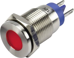 Lampka sygnalizacyjna LED TRU COMPONENTS GQ16F-D/J/R/12V/N 1302128, 12 V/DC, 16 mm