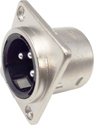 Złącze męskie XLR TRU COMPONENTS 1408818, niklowany, złącze męskie z kołnierzem, wyjście proste, 1 szt.