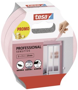 taśma malarska tesa TAPETY - cienka taśma maskująca do precyzyjnego maskowania - odpowiednia do delikatnych powierzchni w pomieszczeniach - 2x 25 mx 25 mm Taśma malarska tesa  56267-00000-01 Professional Sensitive (D x S) 50 m x 25 mm 50 m 2 szt.