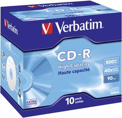 Płyty Verbatim CD-R 800 MB 40x 10 szt. opakowanie pojedyncze Jewel CD-R 90 Verbatim 43428 10 szt.