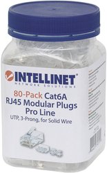 3-punktowe gniazdo kablowe Intellinet Cat6a RJ45 Pro Line UTP do 80 wtyczek w rurce 50 μ pozłacanych stykach Złącze męskie RJ45 Intellinet 790550, CAT 3, CAT 4, CAT 5, CAT 5e, CAT 6, CAT 6a, piny:8P8C, 80 szt.