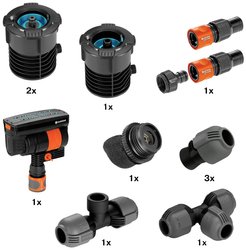 GARDENA Sprinklersystem Zestaw startowy do rurociągów z kwadratowym zraszaczem Rozpocznij ustawianie rurociągu Zraszacz kwadratowy GARDENA 08272-20 1 szt.