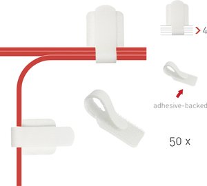 Etykieta kabla Samoprzylepny uchwyt kabla na rzep, prowadnica kabla, zaciski kablowe, 50 szt. LTC Wall  Uchwyt kablowy   Label the Cable PRO 3120   biały