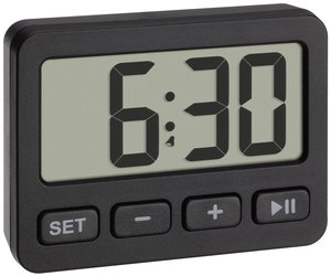 Budzik TFA Dostmann Digitalwecker mit Timer und Stoppuhr 60.2036.01, czarny