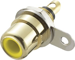 Złącze męskie RCA/Cinch TRU COMPONENTS 719246, złocony, złącze żeńskie do wbudowania pionowego, 1 szt.