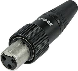 Złącze męskie XLR, miniaturowe  RT3FCT-B Rean AV RT3FCT-B złącze żeńskie proste Ilość styków: 3  czarny 1 szt.