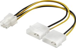 Kabel Y Renkforce RF-4173153 [1x złącze męskie ATX 6-pin - 2x złącze męskie IDE 4-pin] 0.15 m