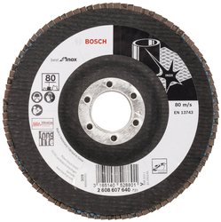 X581 Best for Inox o wyjątkowej żywotności do pracy na stali Inox - X581 Best for Inox jest kompatybilny ze szlifierkami kątowymi. Tarcza lamelkowa Bosch Accessories X581 2608607640 Średnica 125 mm 1 szt.