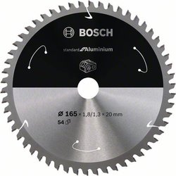 Akumulatorowa piła tarczowa standard do aluminium, 165 x 1,8/1,3 x 20, 54 zęby Tarcza tnąca Bosch Accessories  165 x 20 mm 1 szt.