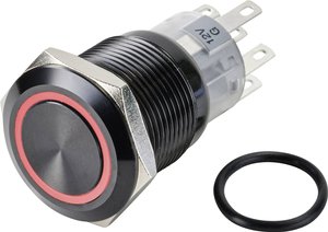 Przycisk TRU COMPONENTS LAS1-AGQ-22E/R/12V/A TC-9428172, 19 mm, 250 V/AC, 3 A, 1 szt.