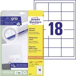 Avery-Zweckform 6171 Etykieta uniwersalna 64 x 45 mm Papier biały 540 szt. Trwały Drukarka atramentowa, Drukarka Laserowa, Drukarka Laserowa, kolorowa, Kopiarka, Drukarka z funkcją kopiowania w kolorze, Drukarka etykiet