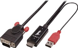 Przejściówka HDMI, VGA LINDY LINDY Kabel HDMI an VGA aktiv 2m 41456, 2.00 m
