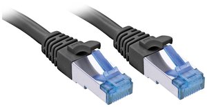 Kabel LAN LINDY 47410, 1 szt., RJ45, CAT 6a, S/FTP, 0.30 m, czarny