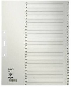 Rejestr Leitz 1231 DIN A4, Szeroki 1-31 papier odporny na wilgoć szary 31 zakładek